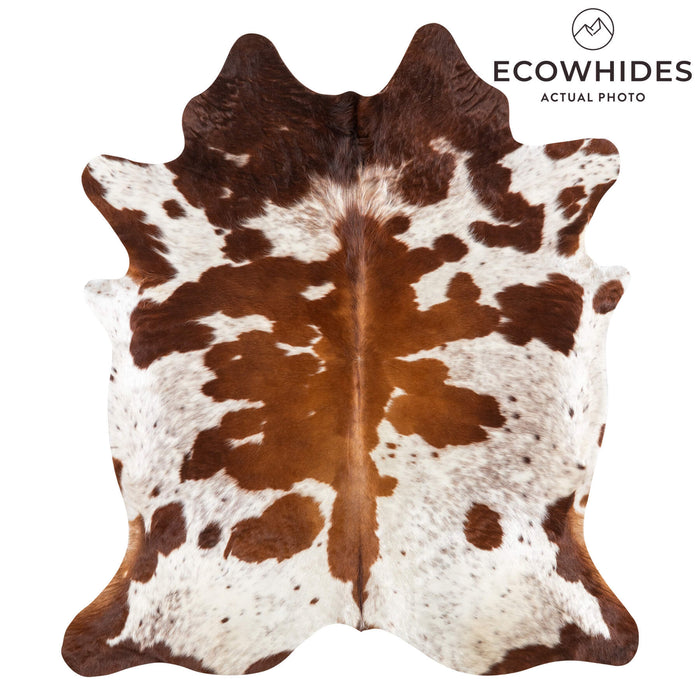 Brown and White Cowhide Rug Size 7'6" L x 6'8" W 1902