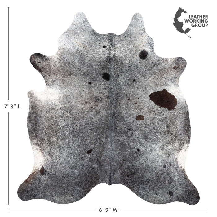 Black Salt and Pepper Cowhide Rug Size 7'3" L x 6'9" W 1913