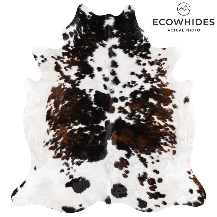 White Tricolor Cowhide Rug Size 6'9" L x 6'3" W 1930