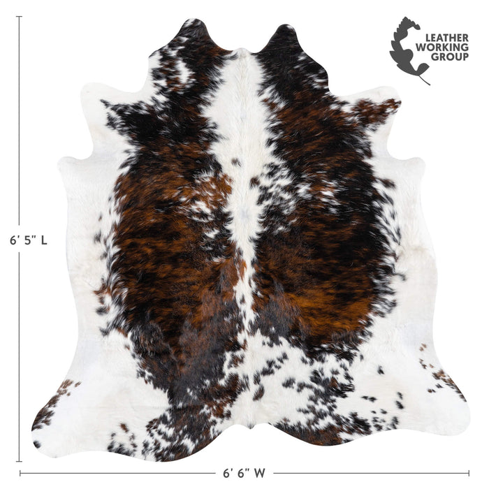 Dark Tricolor Cowhide Rug Size 6'5" L x 6'6" W 1933