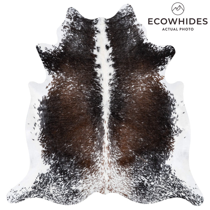 Chocolate and White Cowhide Rug Size 6'6" L x 6'4" W 1947