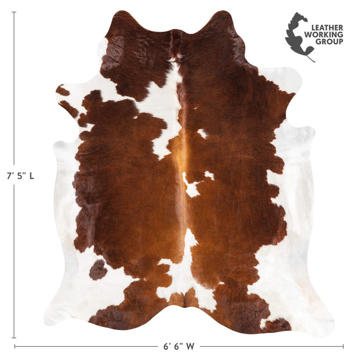 Chocolate and White Cowhide Rug Size 7'5" L x 6'6" W 1948