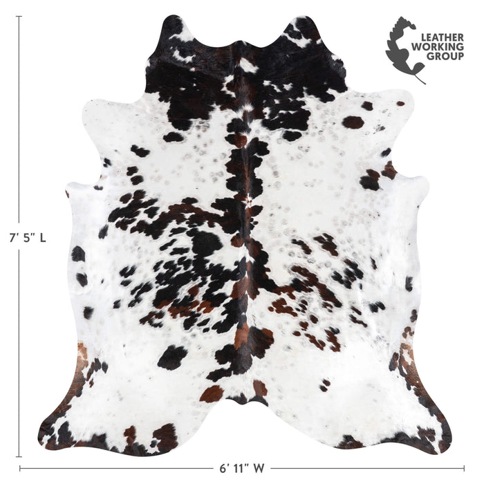 White Tricolor Cowhide Rug Size 7'5" L x 6'11" W 1953