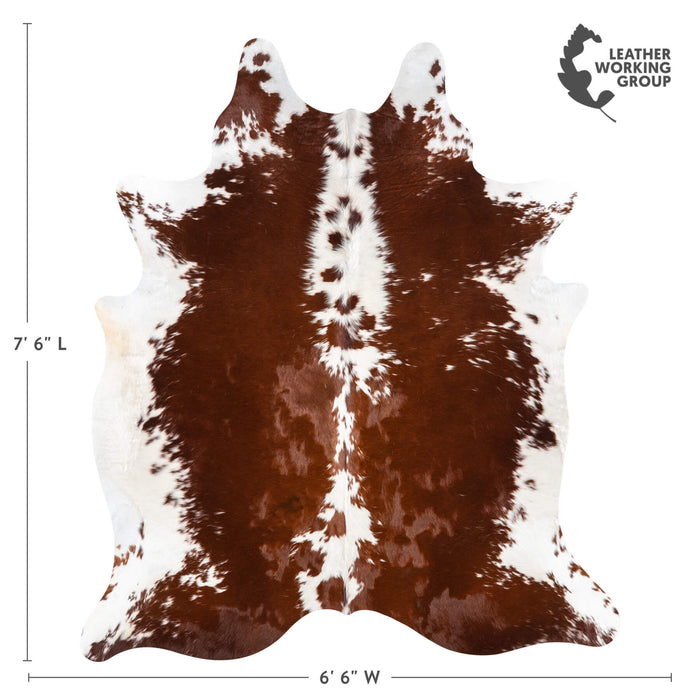 Brown and White Cowhide Rug Size 7'6" L x 6'6" W 1956
