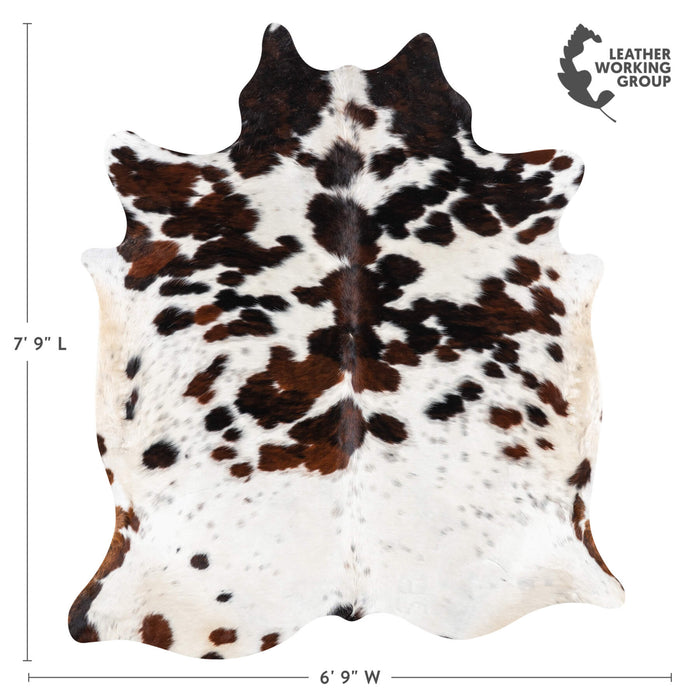 White Tricolor Cowhide Rug Size 7'9" L x 6'9" W 1957