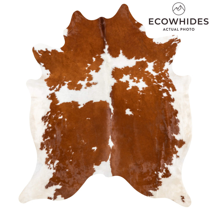 Brown and White Cowhide Rug Size 7'6" L x 6'4" W 1961