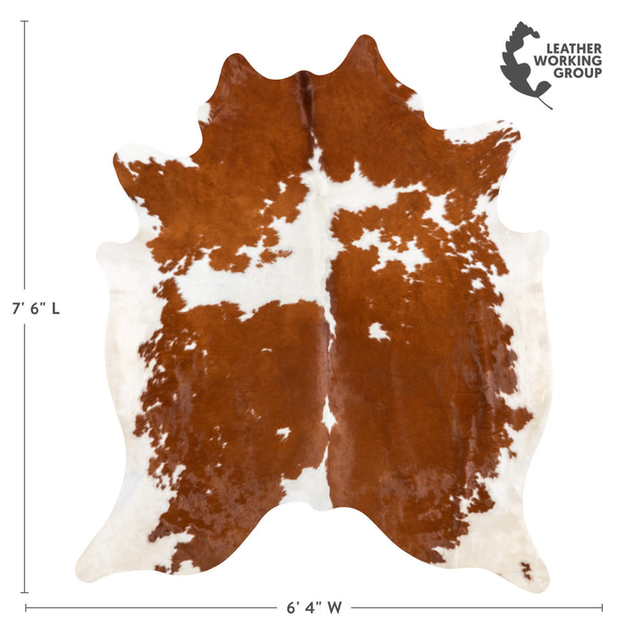 Brown and White Cowhide Rug Size 7'6" L x 6'4" W 1961