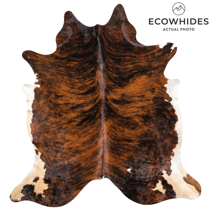 Brindle White Belly Cowhide Rug Size 6'11" L x 6'6" W 1962