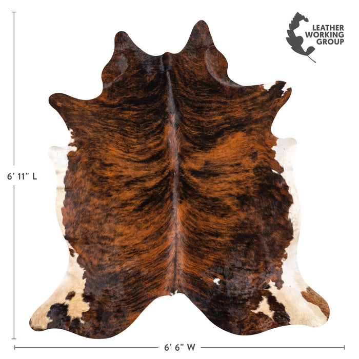 Brindle White Belly Cowhide Rug Size 6'11" L x 6'6" W 1962