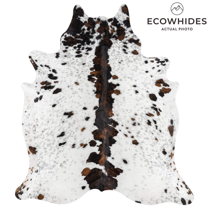 White Tricolor Cowhide Rug Size 7'9" L x 6'10" W 1970