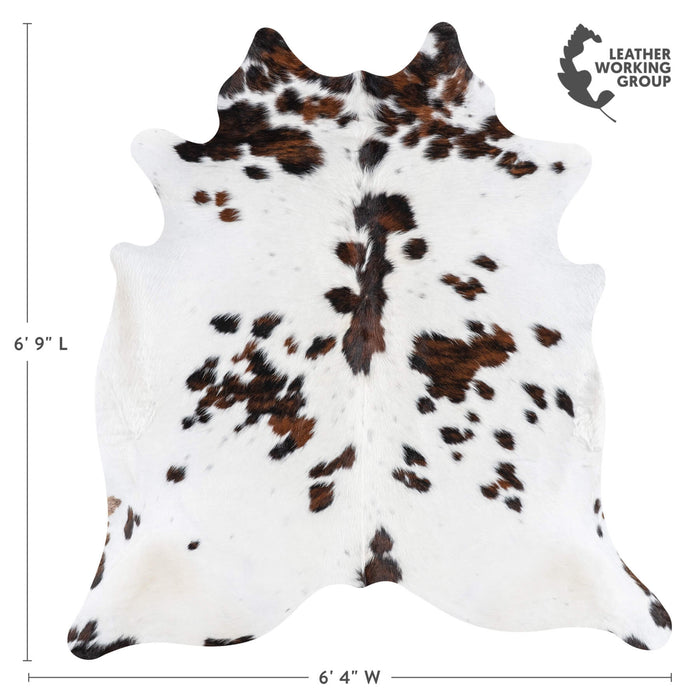 White Tricolor Cowhide Rug Size 6'9" L x 6'4" W 1983