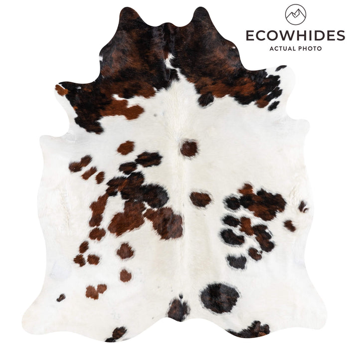 White Tricolor Cowhide Rug Size 7'7" L x 6'11" W 1989