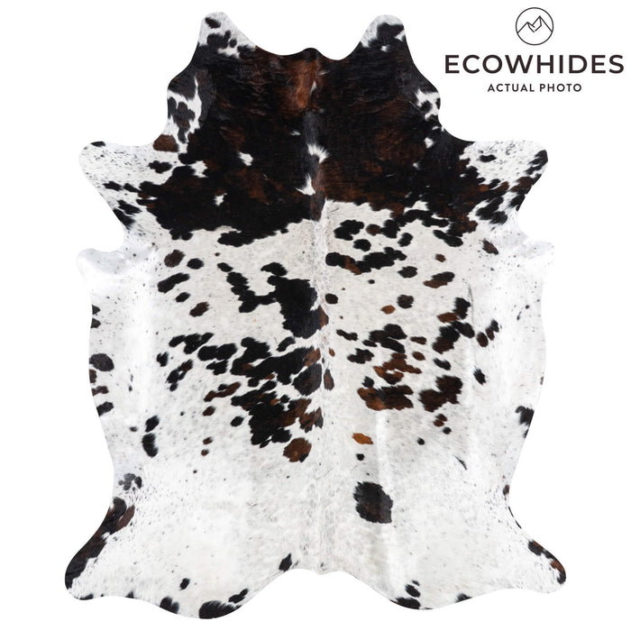 White Tricolor Cowhide Rug Size 7'11" L x 6'7" W 1992