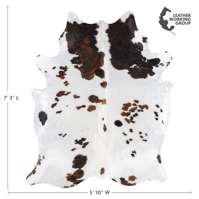 White Tricolor Cowhide Rug Size 7'3" L x 5'10" W 1998