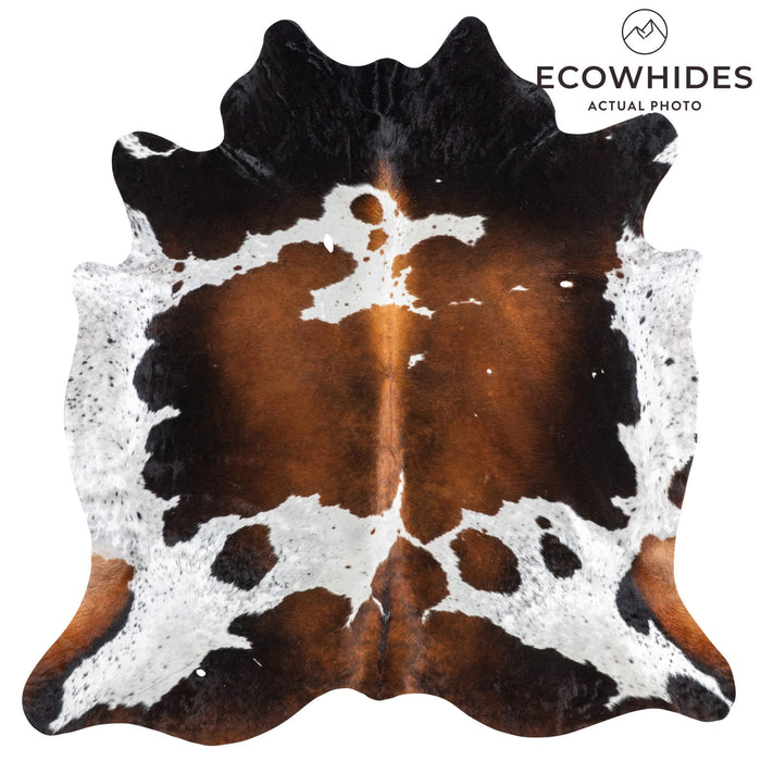 Vintage Chocolate and White Cowhide Rug Size 7'2" L x 6'11" W 2003