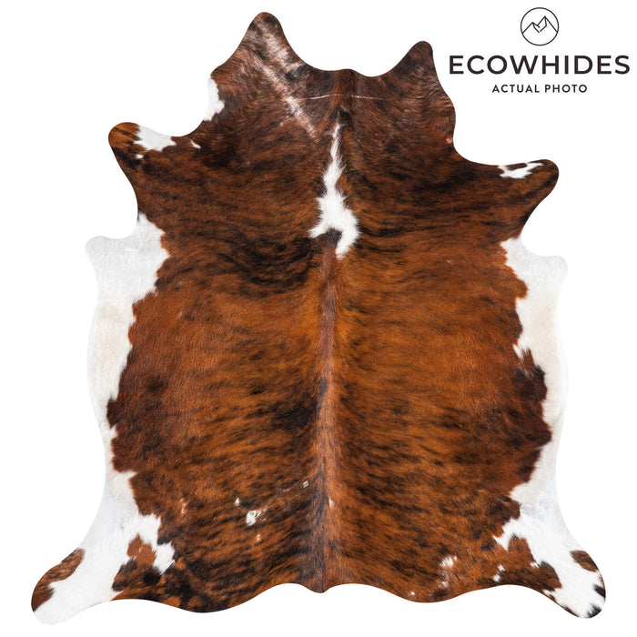 Vintage Brindle White Belly Cowhide Rug Size 6'2" L x 5'9" W 2022