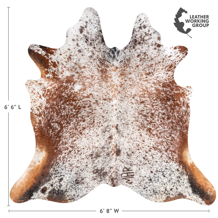 Vintage Brown Salt and Pepper Cowhide Rug Size 6'6" L x 6'8" W 2065