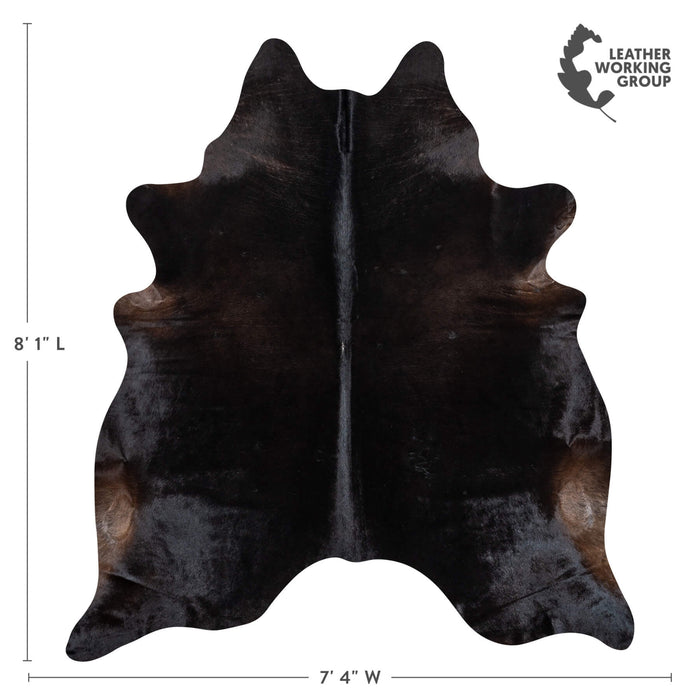 Brazilian Solid Black Cowhide Rug Size 7'7" L x 6'6" W 2303