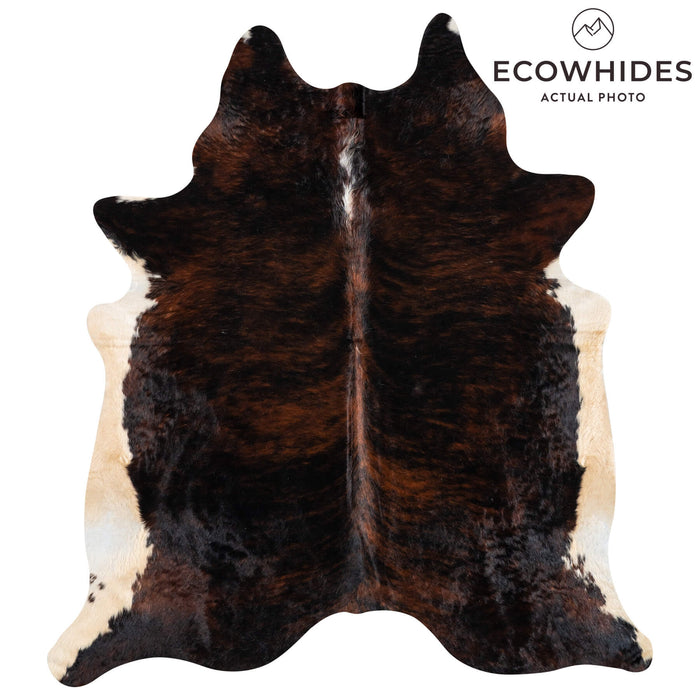 Brazilian Brindle White Belly Cowhide Rug Size 7'7" L x 6'6" W 2314