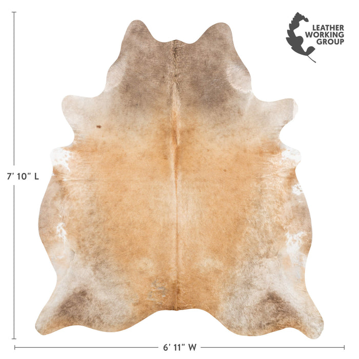 Brazilian Beige Cowhide Rug Size 7'7" L x 6'6" W 2318