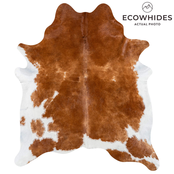 Brazilian Brown and White Cowhide Rug Size 7'7" L x 6'6" W 2338