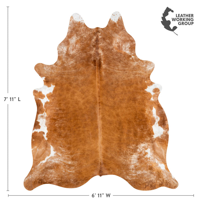 Brazilian Brown and White Cowhide Rug Size 7'7" L x 6'6" W 2341