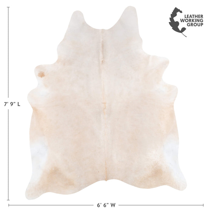 Brazilian Beige Cowhide Rug Size 7'7" L x 6'6" W 2363