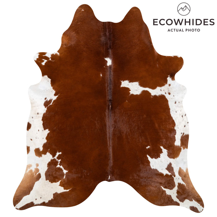 Brazilian Brown and White Cowhide Rug Size 7'7" L x 6'6" W 2365