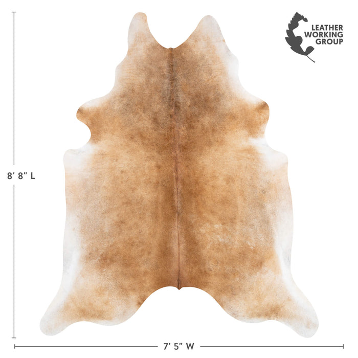 Brazilian Beige Cowhide Rug Size 7'7" L x 6'6" W 2370