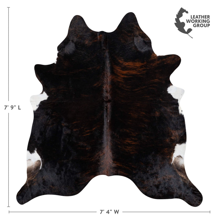 Brazilian Dark Brindle Cowhide Rug Size 7'7" L x 6'6" W 2383