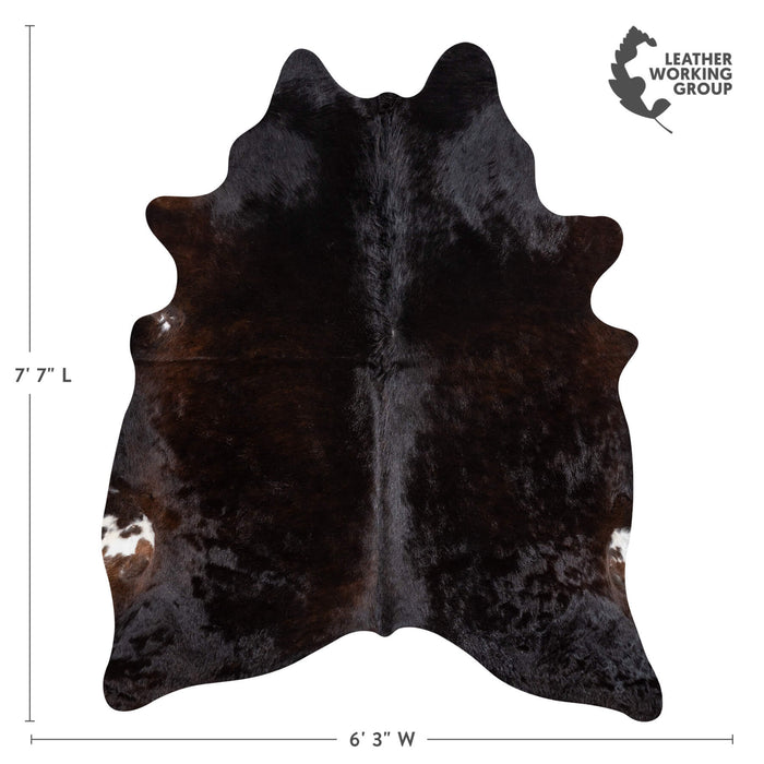 Brazilian Solid Black Cowhide Rug Size 7'7" L x 6'6" W 2394