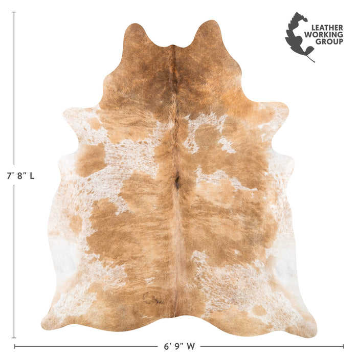 Brazilian Palomino and White Cowhide Rug Size 7'7" L x 6'6" W 2397