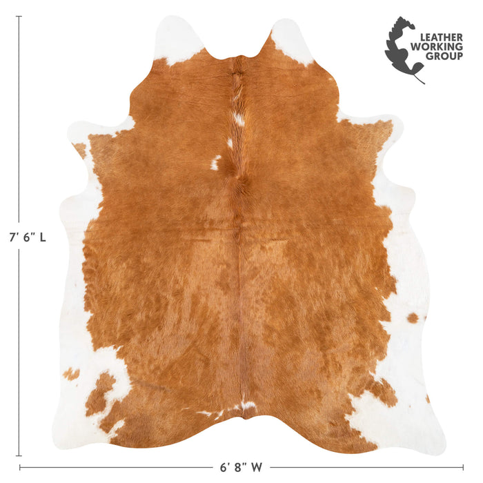Brazilian Brown and White Cowhide Rug Size 7'7" L x 6'6" W 2398