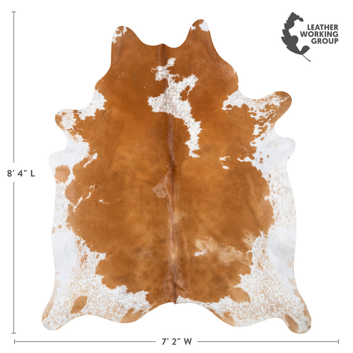 Brazilian Brown and White Cowhide Rug Size 8'4" L x 7'2" W 2400
