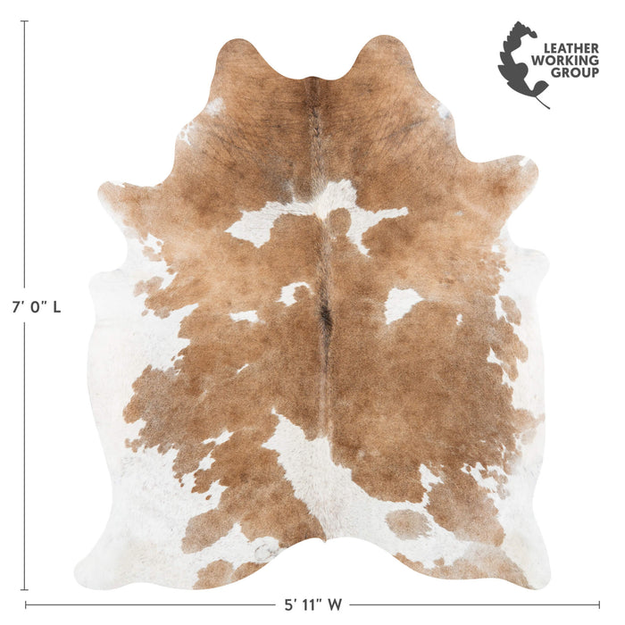 Brazilian Palomino and White Cowhide Rug Size 7'0" L x 5'11" W 2402