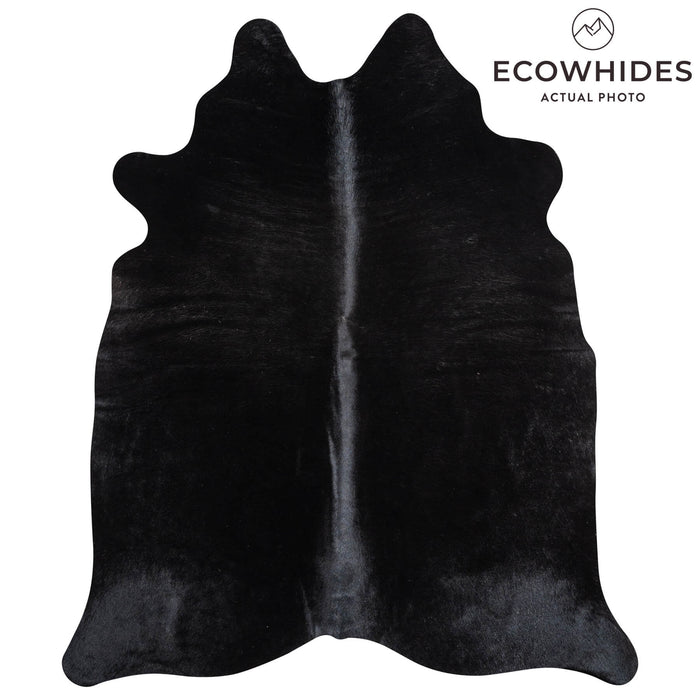Brazilian Solid Black Cowhide Rug Size 6'8" L x 5'7" W 2425