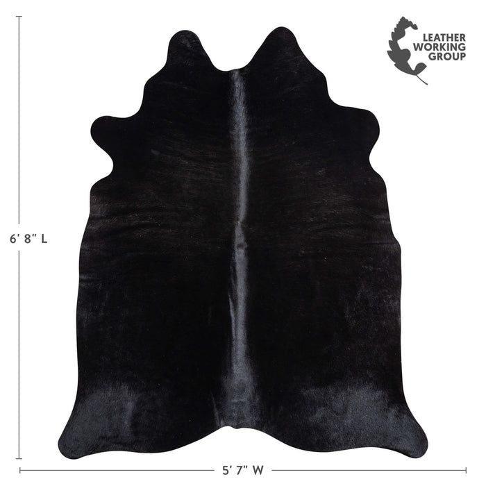Brazilian Solid Black Cowhide Rug Size 6'8" L x 5'7" W 2425