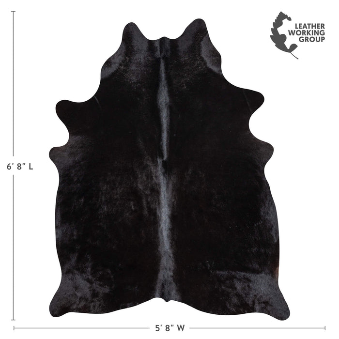 Brazilian Solid Black Cowhide Rug Size 6'8" L x 5'4" W 2430