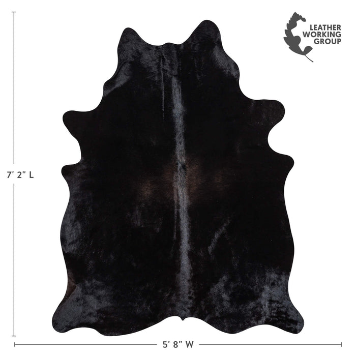 Brazilian Solid Black Cowhide Rug Size 7'2" L x 5'8" W 2431