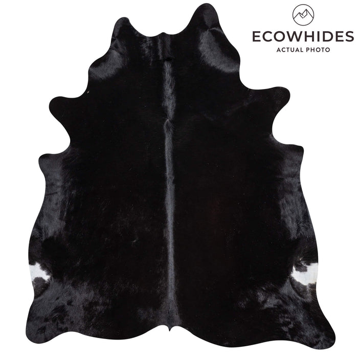 Brazilian Solid Black Cowhide Rug Size 6'9" L x 5'10" W 2432