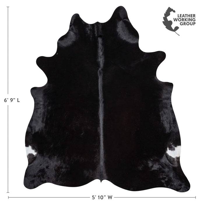 Brazilian Solid Black Cowhide Rug Size 6'9" L x 5'10" W 2432