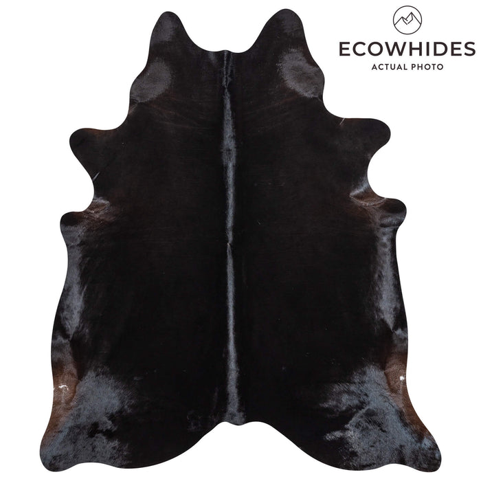 Brazilian Solid Black Cowhide Rug Size 7'2" L x 6'2" W 2440