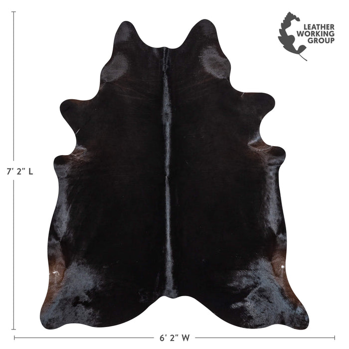 Brazilian Solid Black Cowhide Rug Size 7'2" L x 6'2" W 2440