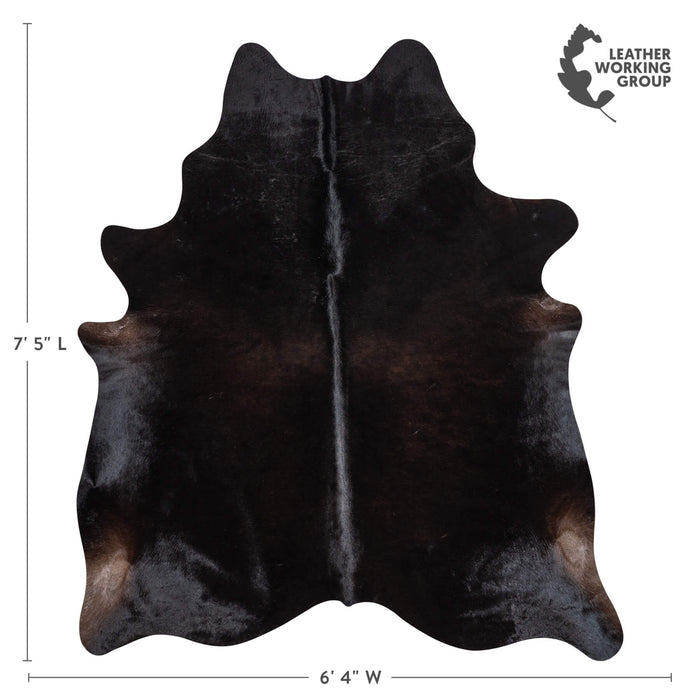 Brazilian Solid Black Cowhide Rug Size 7'5" L x 6'4" W 2442