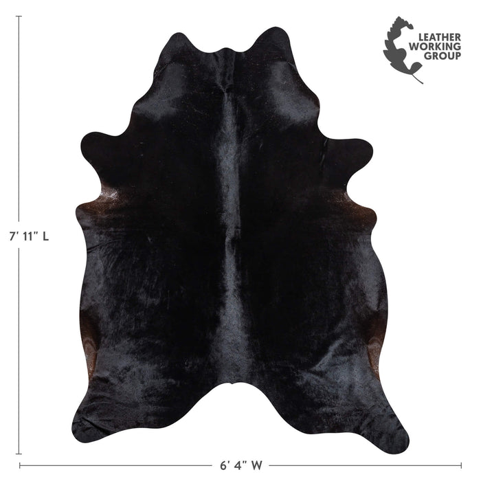 Brazilian Solid Black Cowhide Rug Size 7'11" L x 6'4" W 2444