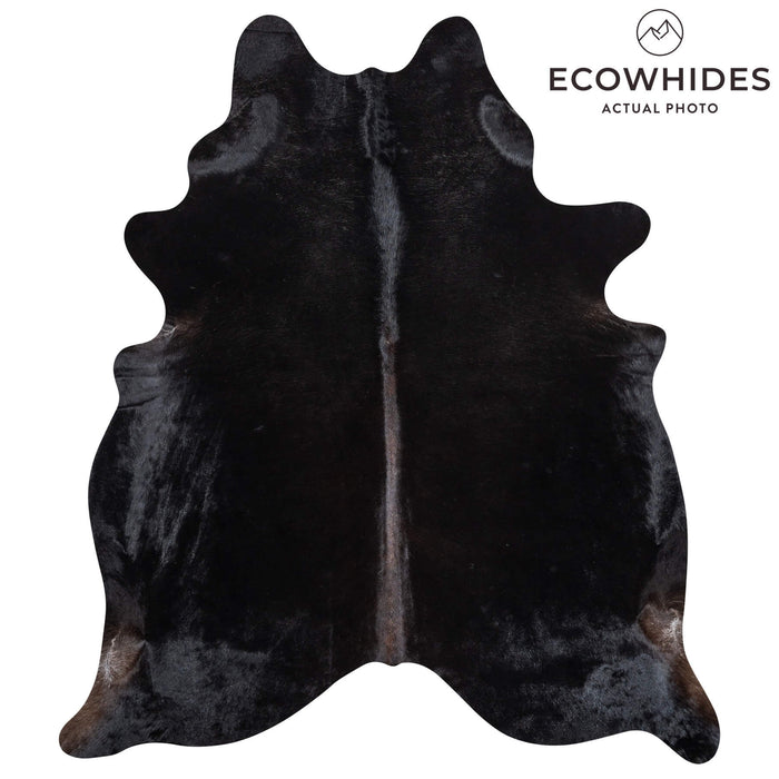 Brazilian Solid Black Cowhide Rug Size 7'5" L x 6'4" W 2446