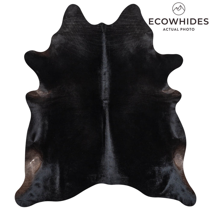 Brazilian Solid Black Cowhide Rug Size 7'3" L x 6'5" W 2450