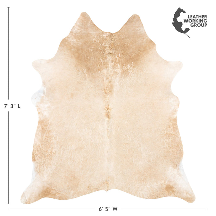 Brazilian Beige Cowhide Rug Size 7'3" L x 6'5" W 2474