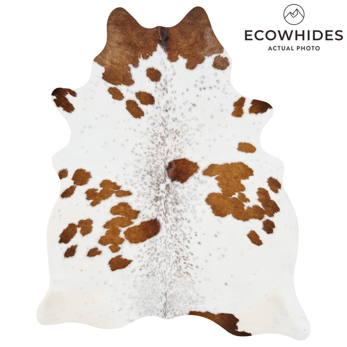 Brazilian Brown and White Cowhide Rug Size 6'7" L x 5'5" W 2644