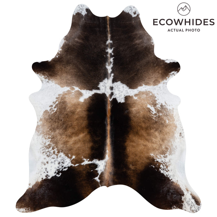 Brazilian Chocolate and White Cowhide Rug Size 7'4" L x 6'4" W 2701